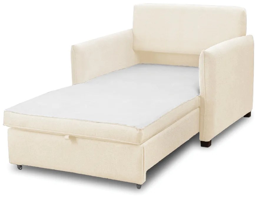 Poltrona Cama Retrátil Solteiro com Rodízio Cloe Bouclê E03 - D'Rossi - Bege