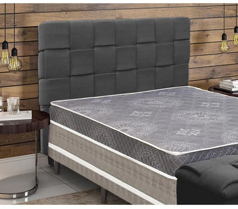Cabeceira Cama Box Casal 140 cm Ravena Suede Cinza - Simbal - Cinza