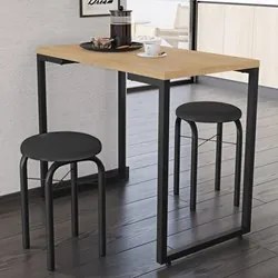 Conjunto Mesa de Cozinha Prattica Industrial 90cm com 2 Banquetas F02