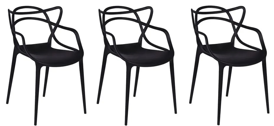 Conjunto com 3 Cadeiras Allegra Preto - Conjunto com 3 Cadeiras Allegra - Preto