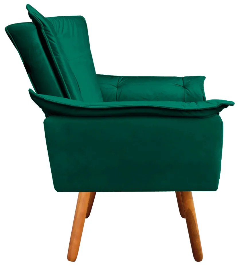 Namoradeira Opala Veludo Verde Esmeralda Pés Palito Castanho - D'Rossi