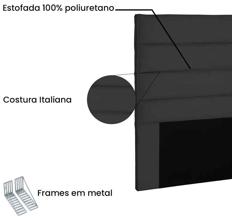 Cabeceira Cama Box Casal Queen 160cm La Italiana Suede Preto - Sheep Estofados - Preto