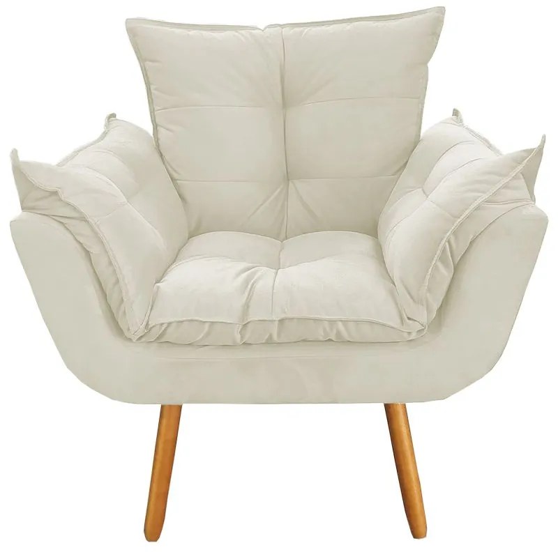 Poltrona Decorativa Opala Pés Palito Suede Bege - Sheep Estofados - Bege