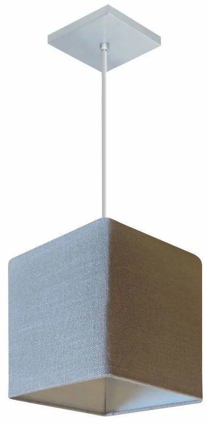 Lustre Pendente Quadrado Md-4224 Cúpula em Tecido 16/16x16cm Rustico Cinza - Bivolt