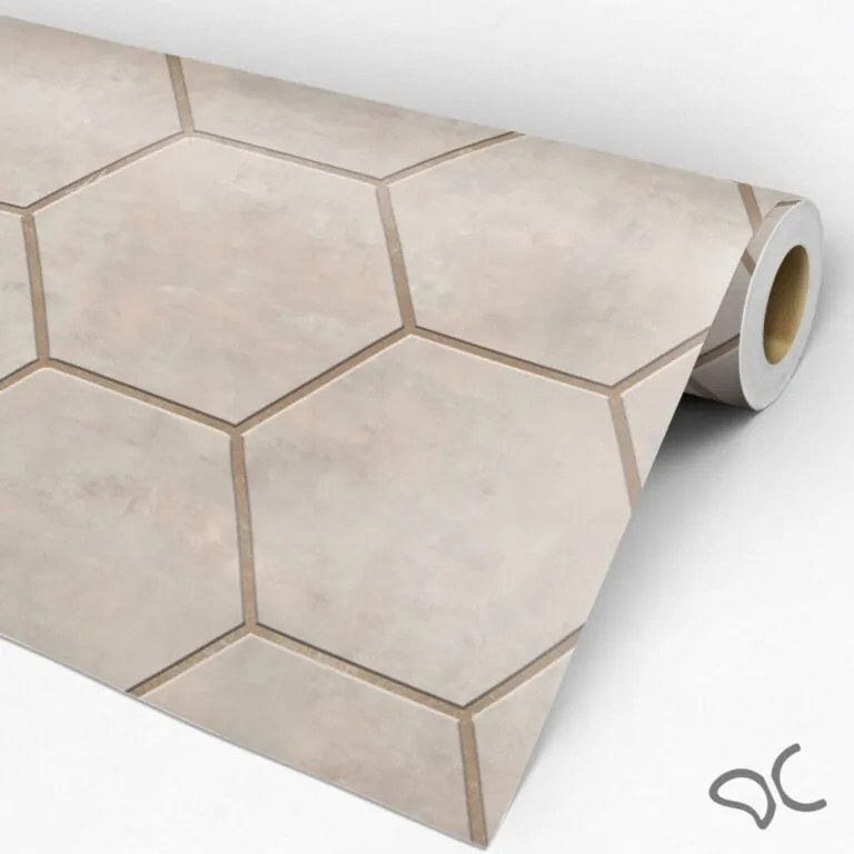 Papel de Parede Hexágono Cimento Marrom Rose