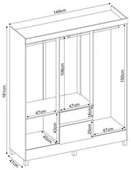 Guarda Roupa Casal 6 Portas 2 Gavetas Flash II D02 Amendola/Off White