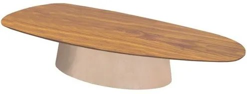 Mesa Centro Onix Baixa Laminada Nogueira com Base Champagne 138cm - 72652 Sun House