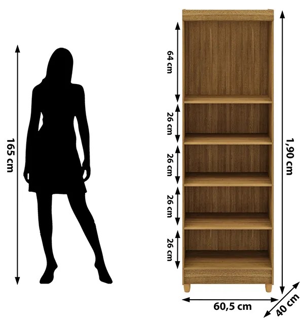 Armário Multiuso 61cm Alto 2 Portas Prateleiras Guiné V01 - D'Rossi - Naturale e Brisa
