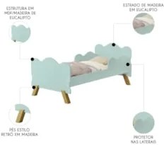 Mini Cama Infantil 148x68cm Proteção Lateral Vivi Menta Z53 - Mpozenat