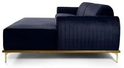 Sofá 350cm 6 Lugares com Chaise Direito Pés Gold Molino C-287 Veludo M