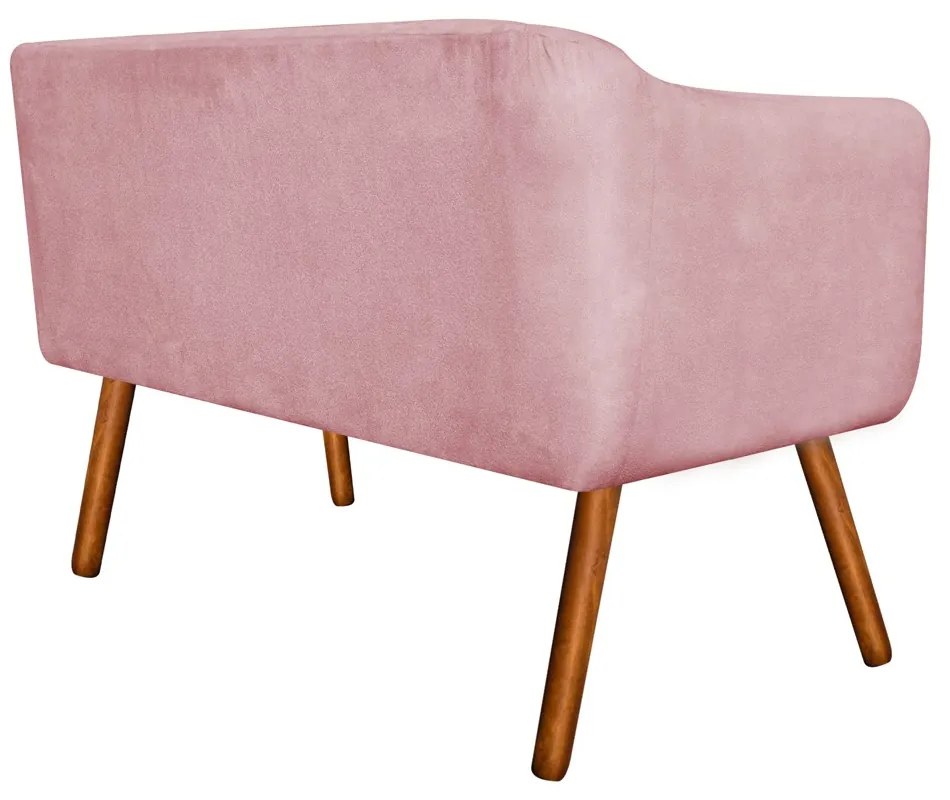 Namoradeira 02 Lugares Julia Suede Rose 140 cm Pés Palito Castanho - D'Rossi