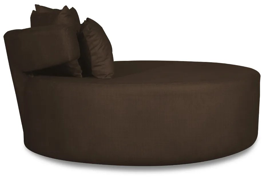 Sofá Chaise Eva Redondo 02 Lugares Suede Marrom