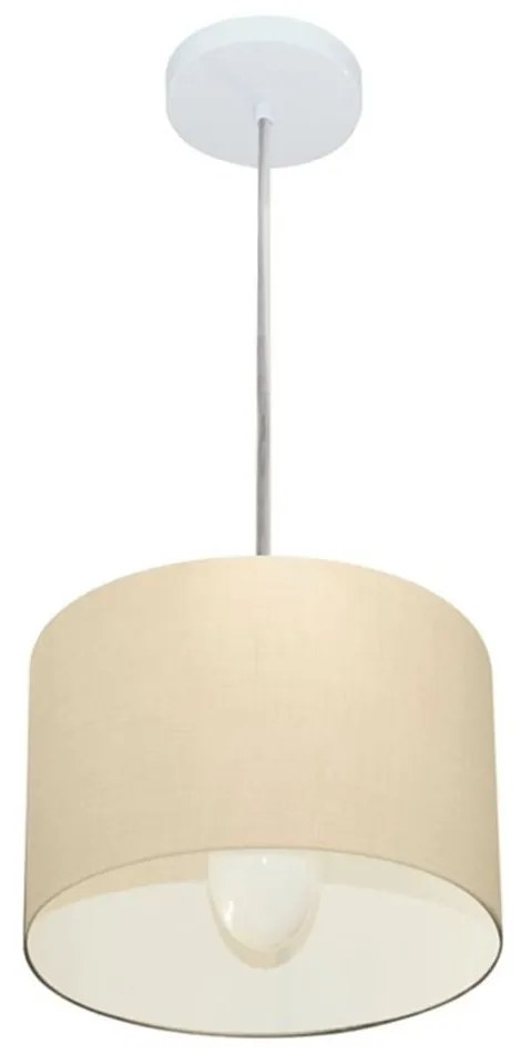 Lustre Pendente Cilíndrico Md-4201 Cúpula em Tecido 25x25cm Algodão Crú - Bivolt