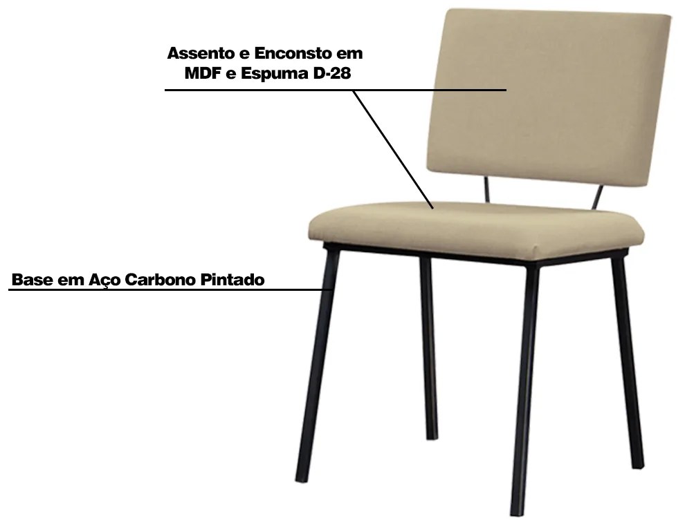 Cadeira Decorativa Sala de Jantar Fennel Linho Bege G17 - Gran Belo