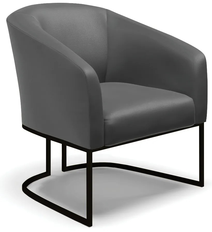 Cadeira Sala de Jantar Base Industrial Preto Stella Sintético D03 - D'Rossi - Grafite