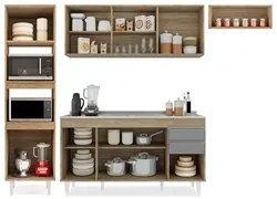 Armário de Cozinha Modulada 4 Peças CP12 Balcão com Pia Inox Castanho/