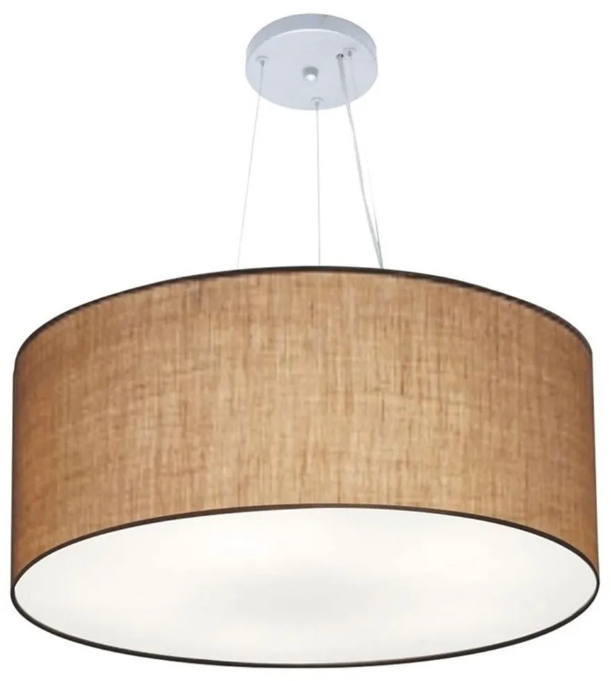 Lustre Pendente Cilíndrico Md-4150 Cúpula em Tecido 70x21cm Palha - Bivolt