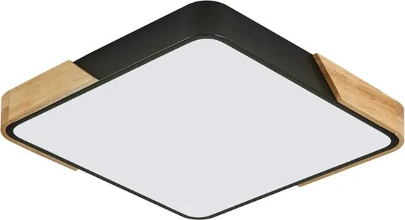 Plafon Led De Sobrepor Madeira E Metal 120W - PRETO