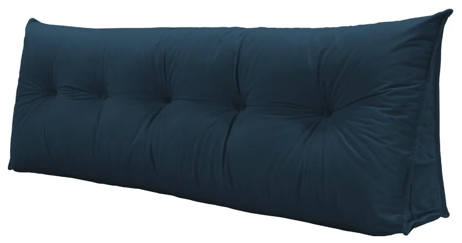 Almofada para Cabeceira Mel 1,40 m Casal Travesseiro Apoio para Encosto Macia Formato Triângulo Suede Azul Marinho