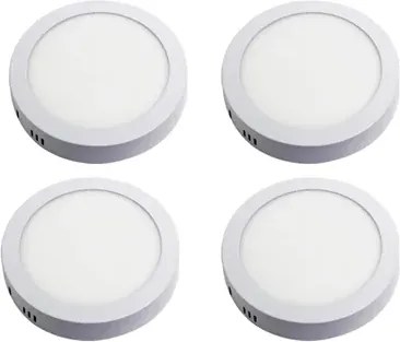 Kit 4 Plafons LED Sobrepor Redondo 12W Ø17cm Yamamura