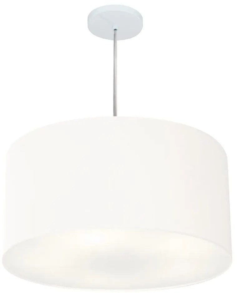 Lustre Pendente Cilíndrico Md-4220 Cúpula em Tecido 55x30cm Branco - Bivolt