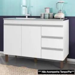 Balcão Gabinete Para Pia 120cm Sem Tampo 2 Portas Karen Z49 Branco - M