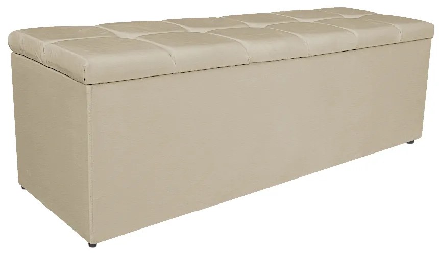 Calçadeira Estofada Manchester 160 cm Queen Size Corano Bege - ADJ Decor