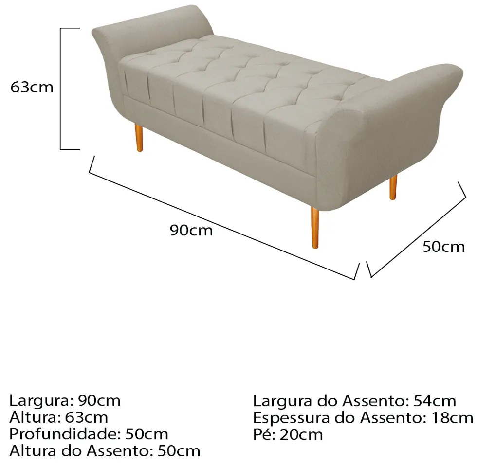 Recamier Estofado Ari 90 cm Solteiro Suede Bege - ADJ Decor