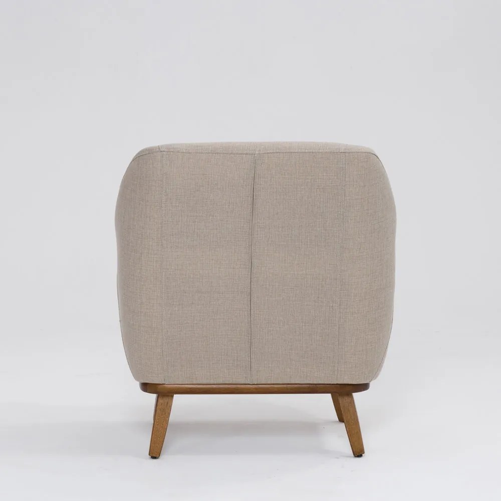 Poltrona Decorativa Pauline D07 Base Madeira Linho Aveia - D'Rossi