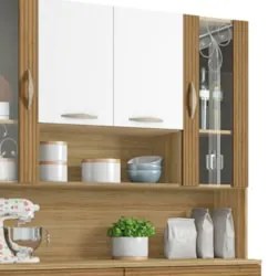 Armário de Cozinha Compacta 121cm Bruna Z06 Freijó/Supremo/Ripado - Mp