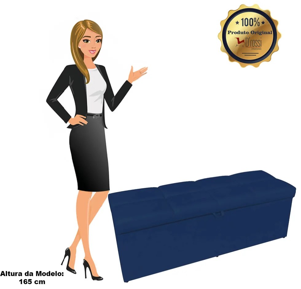 Calçadeira Nina 140 cm Suede Azul Marinho D'Rossi