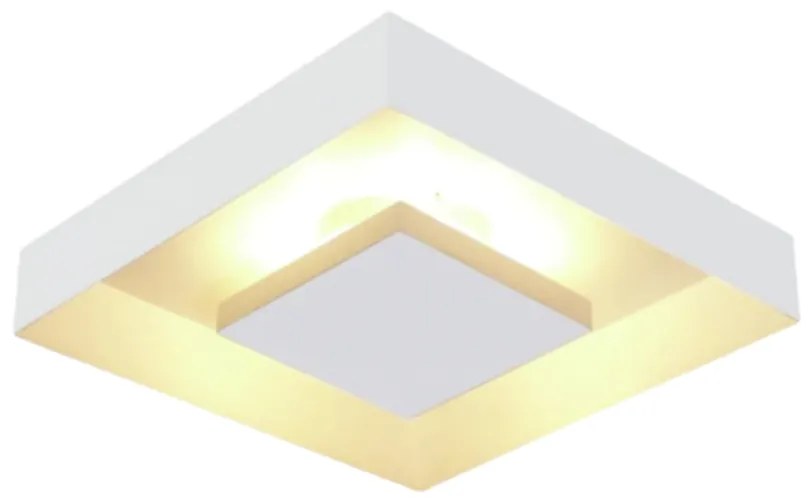 Plafon Home Quadrado De Sobrepor 45,5X45,5X8Cm 04Xe27 - Usina 251/5E (MR-T - Marrom Texturizado + BR-F - Branco Fosco)