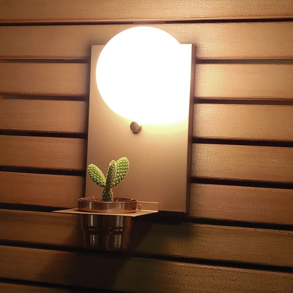 Arandela Nature Vertical Com Porta Mini Vaso 12X25Cm Globo Ø10Cm 01Xg9... (BRANCO)
