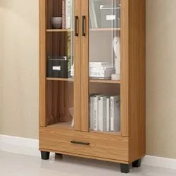 Estante Livreiro Alta 100% MDF Estilo Industrial 2 Portas C58 Freijó -