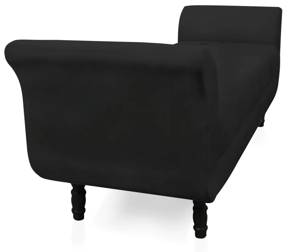 Recamier Olinda Veludo 160 cm Pés Torneados Tabaco - D'Rossi - Preto