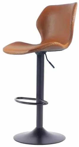 Banqueta Bristol Couro Ecologico Caramelo com Base Disco Ajustavel 110cm - 70778 Sun House