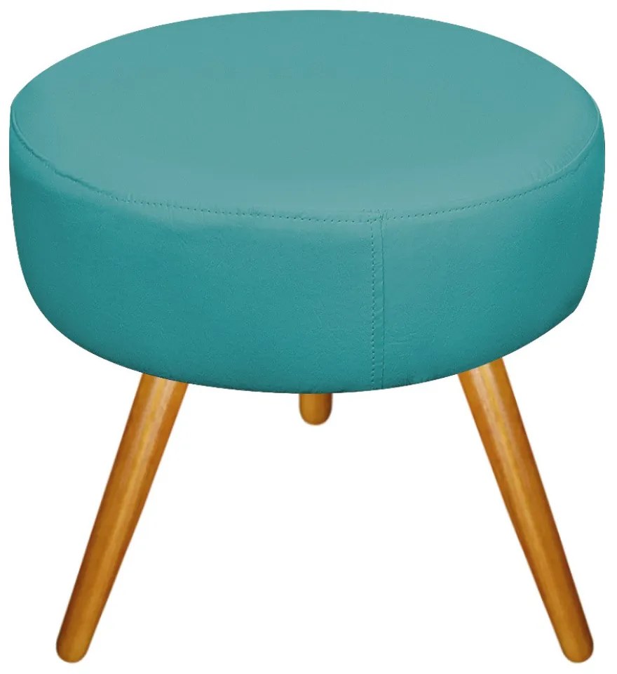 Kit 02 Puffs Sofia Palito Mel Suede Azul Turquesa - ADJ Decor
