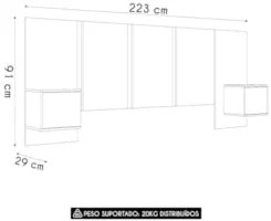 Cabeceira Cama Queen 220cm e Mesas Laterais Ohana Branco A05 - Mpozena