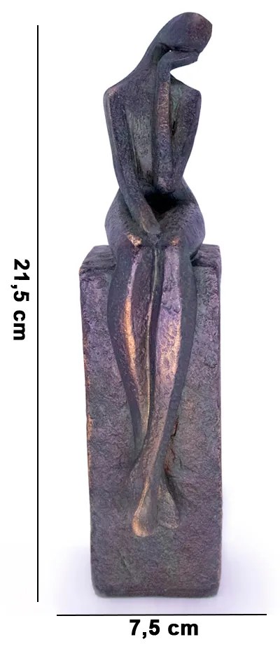 Escultura Decorativa Pessoa Sentada em Poliresina Cobre 21,5 cm F04 - D'Rossi