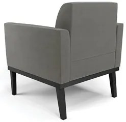 Sofá Namoradeira e 1 Poltrona Base Madeira Preto Maressa Suede Grafite