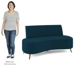 Sofá 2 Lugares para Sala Living 135cm Pés Palito Tamar Z08 Veludo Azul