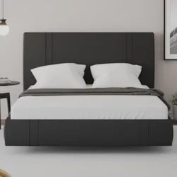 Cama Queen Flutuante Com Cabeceira 160cm Lyra Sintético Preto S05 - Mp