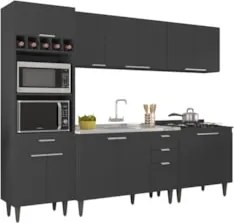 Armário de Cozinha CP05 Com Pia 120cm Pérola Z34 Preto      - Mpozenat