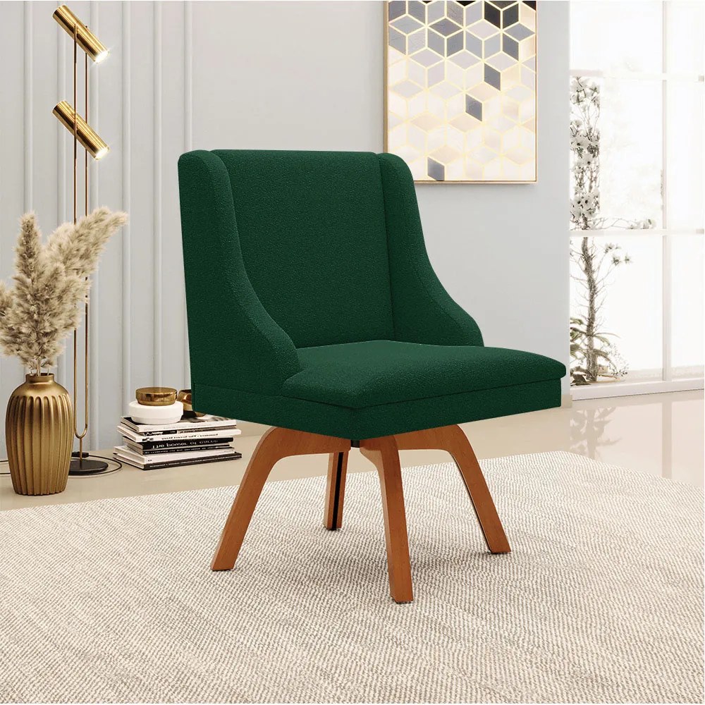 Cadeira Sala de Jantar Giratória MM35 kit 2 Liz Bouclê D03 - D'Rossi - Verde