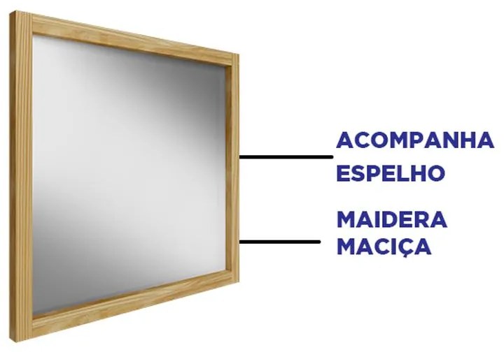 Espelho Banheiro Eterno Madeira Maciça Sobrepor - Carvalho