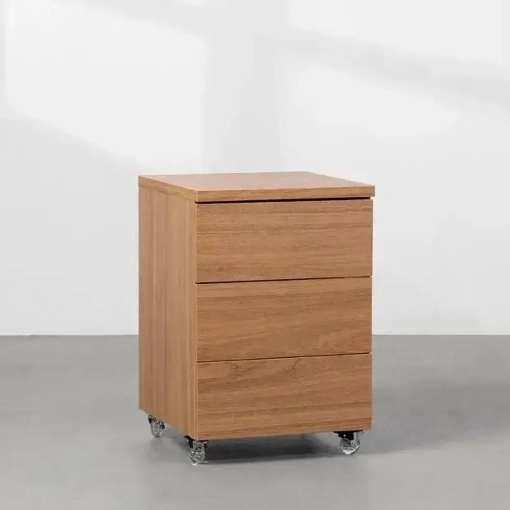 Gaveteiro Contemporâneo New 3 Gavetas Louro Freijó - 42,5cm