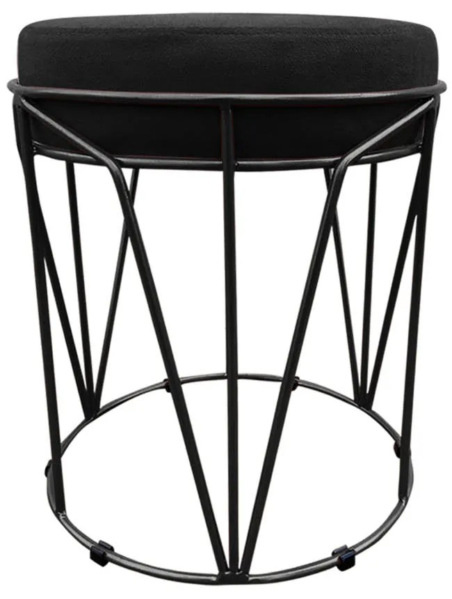 Puff Multiuso com Mesa Babu 2 em 1 Suede Preto Base Preto - D'Rossi