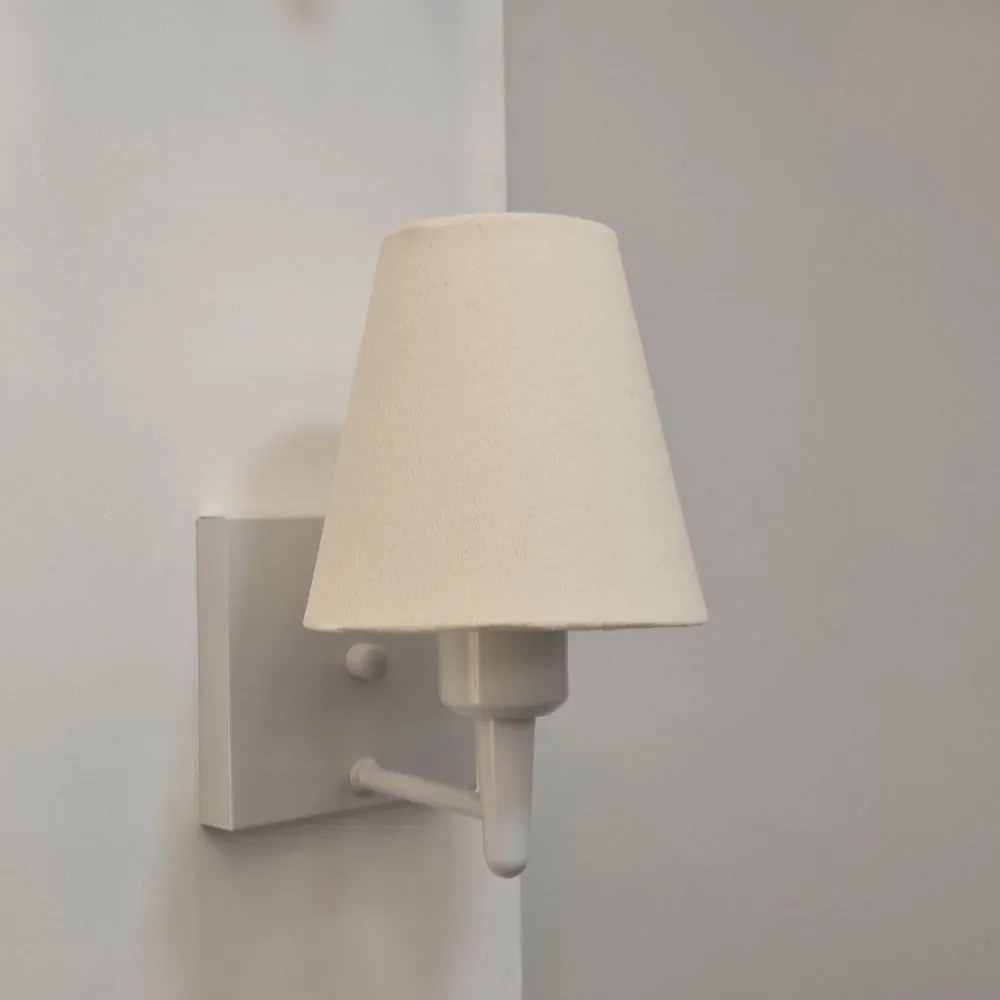Arandela Quadrada Md-2034 Branco Cúpula em Tecido Cone Algodão Crú - Bivolt