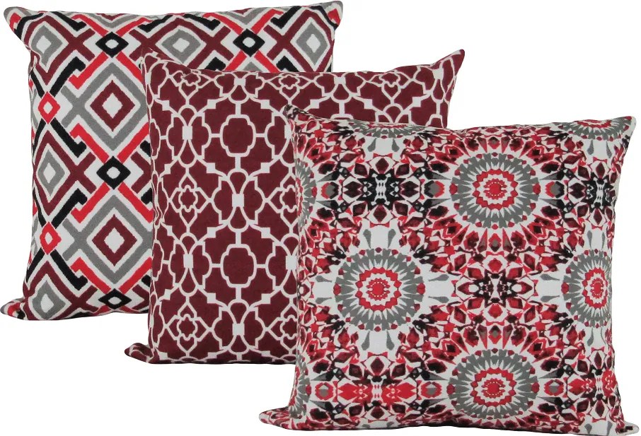 3 Capas Almofadas Hitz Vinho 43x43cm