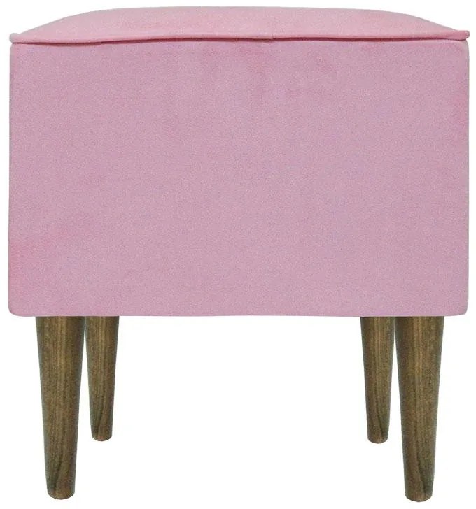 Puff Quadrado Milão Sigma em Suede com Pés Palito - Rosa